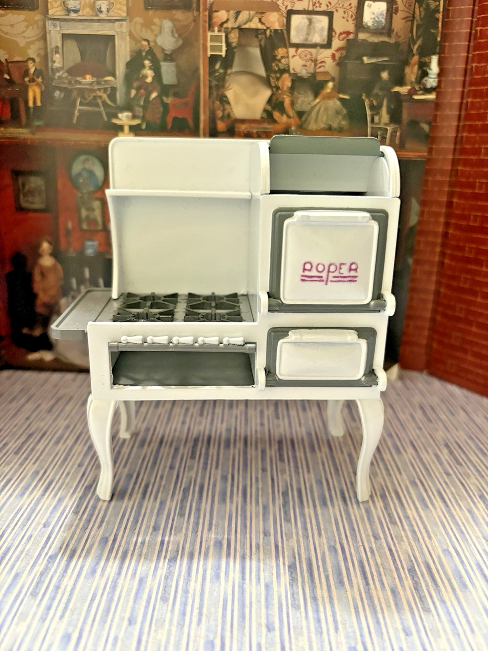Vtg Dees Delights Inc Dollhouse Roper Range Stove Oven 1920s 1:12 Scale Metal
